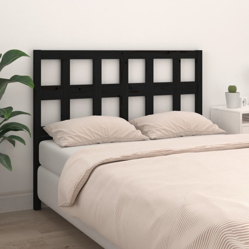 Berkfield Bed Headboard Black 155.5x4x100 cm Solid Wood Pine