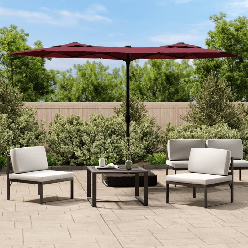 Berkfield Double-Head Parasol Bordeaux Red 316×240 cm