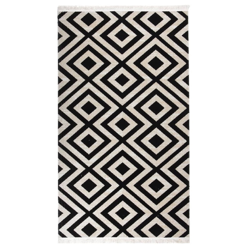 Berkfield Outdoor Rug Flatweave 115×170 cm Black and Beige