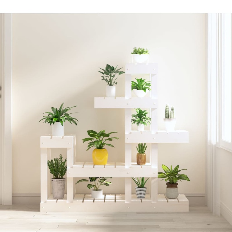 Berkfield Plant Stand White 92x25x97 cm Solid Wood Pine
