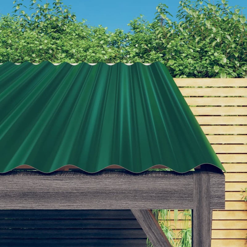 Berkfield Roof Panels 12 pcs Powder-coated Steel Green 60×36 cm