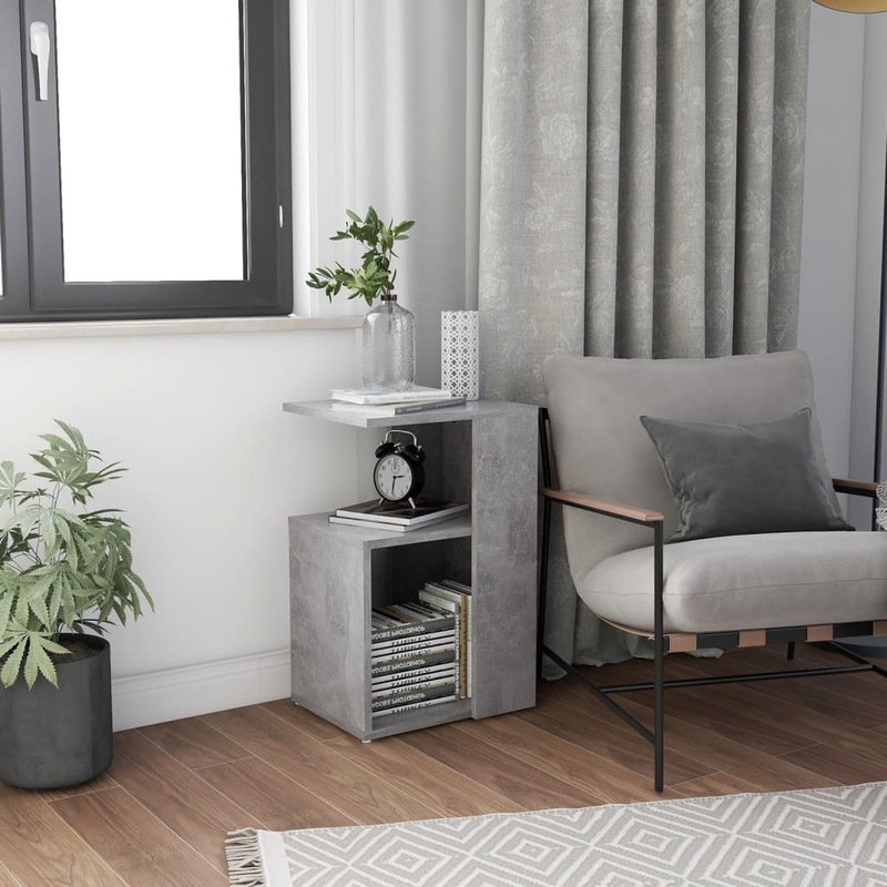 Berkfield Side Table Concrete Grey 36x30x56 cm Engineered Wood