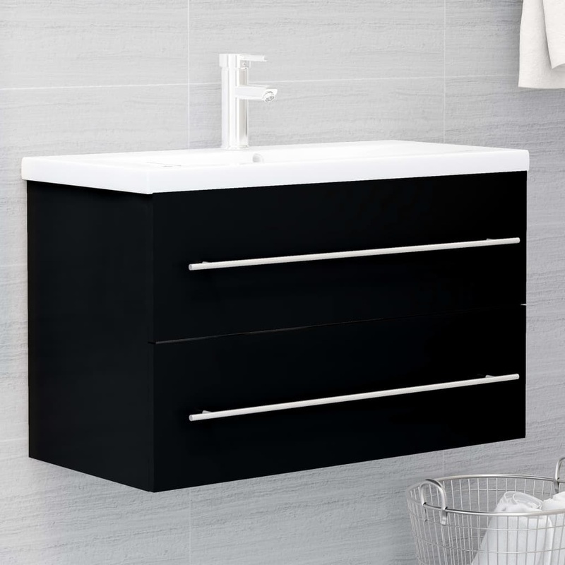 Berkfield Sink Cabinet Black 80×38.5×48 cm Engineered Wood