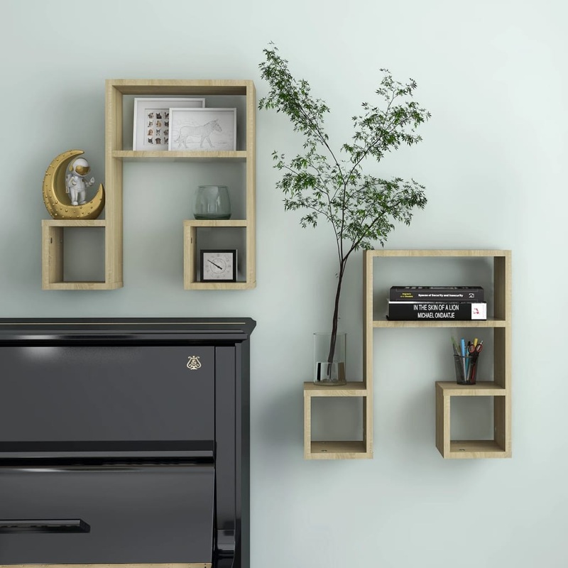 Berkfield Wall Shelf 2 pcs Sonoma Oak 50x15x50 cm Engineered Wood