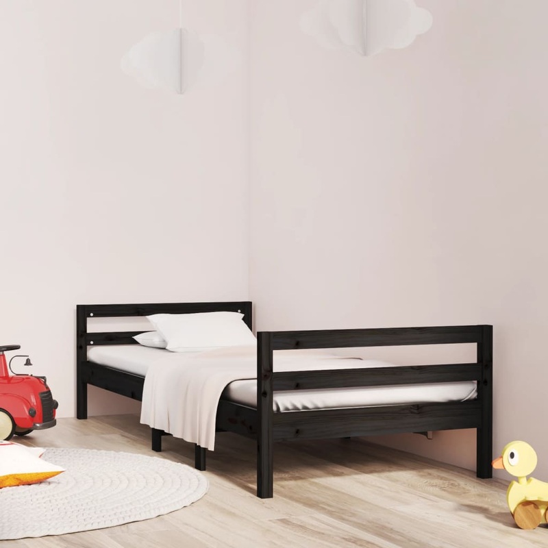 Berkfield Bed Frame Black 80×200 cm Solid Wood Pine
