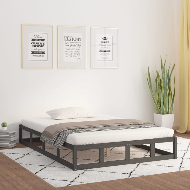 Berkfield Bed Frame Grey 120×200 cm Solid Wood
