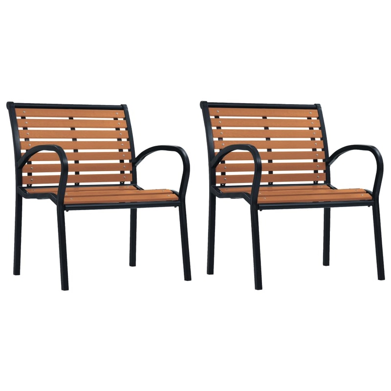 Berkfield Garden Chairs 2 pcs Steel and WPC Black and Brown