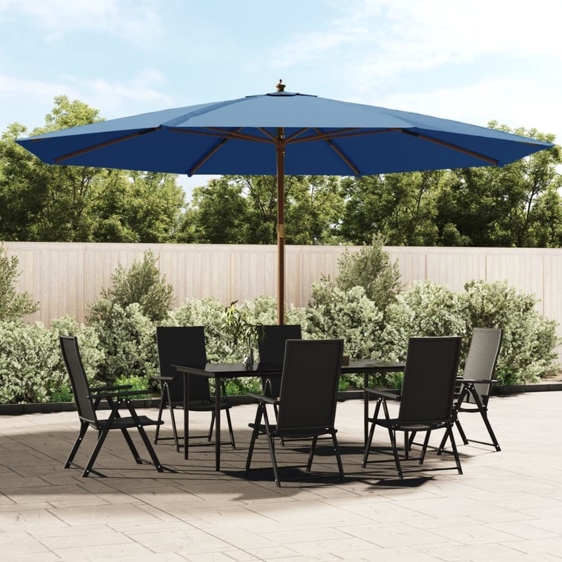 Berkfield Garden Parasol with Wooden Pole Azure Blue 400×273 cm