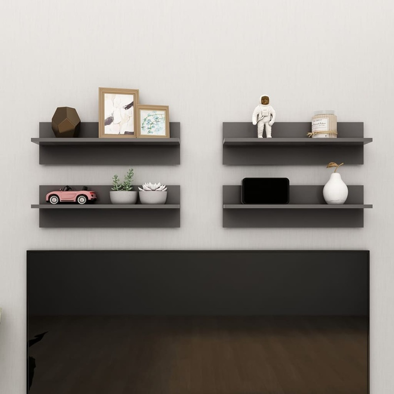 Berkfield Wall Shelf 4 pcs Grey 60×11.5×18 cm Engineered Wood