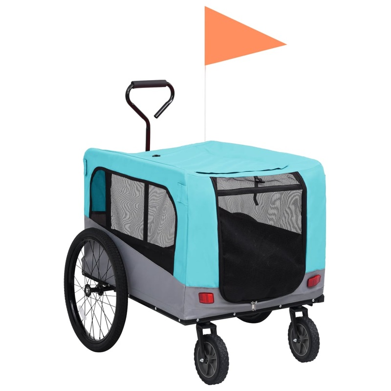 Berkfield 2-in-1 Pet Bike Trailer & Jogging Stroller Blue and Grey