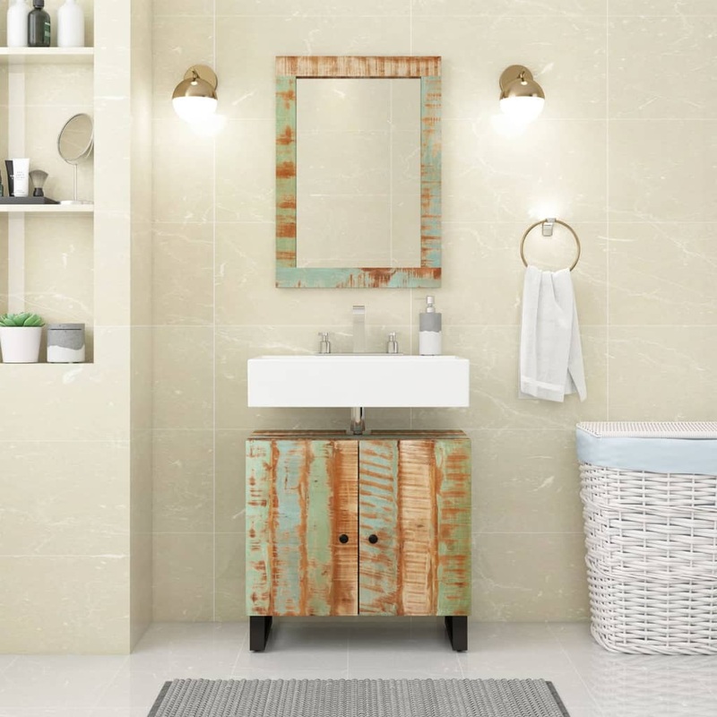 Berkfield 2 Piece Bathroom Furniture Set Solid Wood Reclaimed