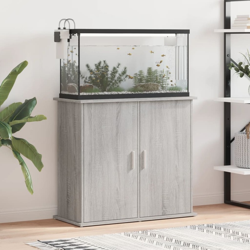 Berkfield Aquarium Stand Grey Sonoma 81x36x73 cm Engineered Wood