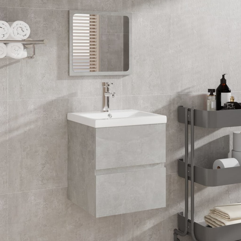 Berkfield Bathroom Cabinet with Mirror Concrete Grey Engineered Wood
