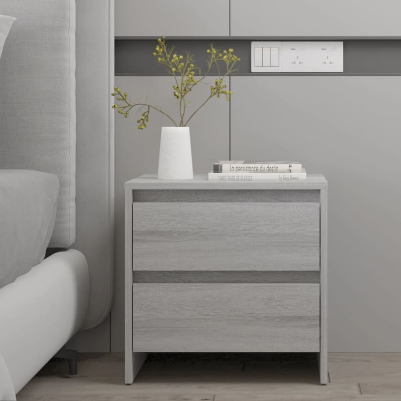 Berkfield Bedside Cabinet Grey Sonoma 45×34.5×44.5 cm Engineered Wood