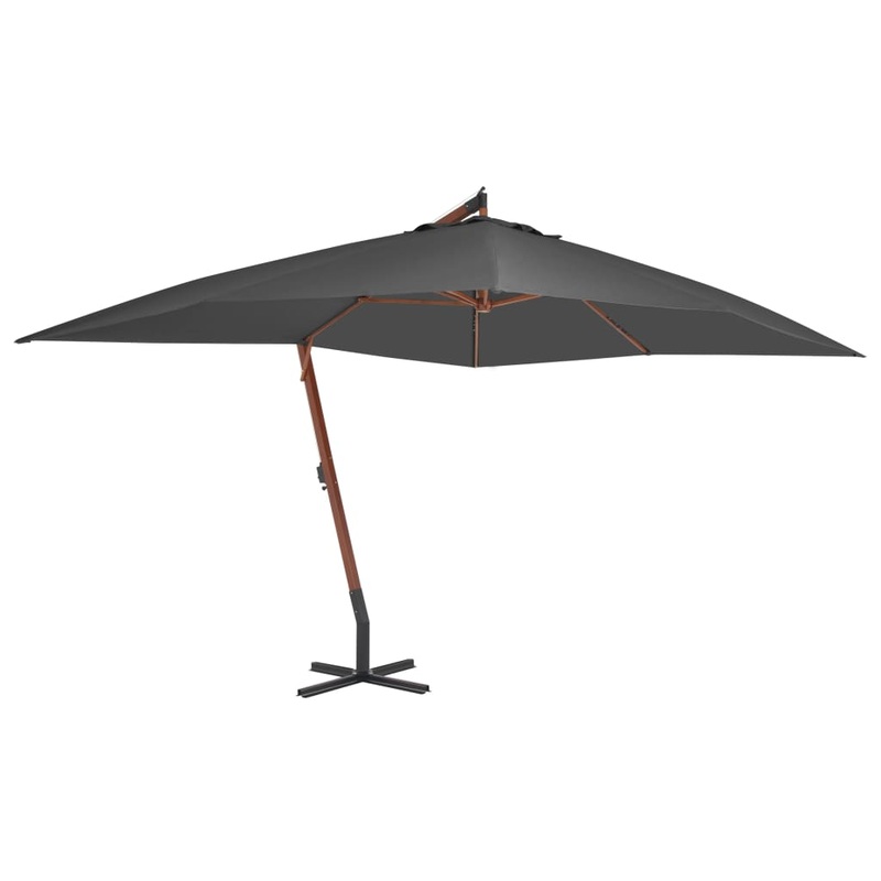 Berkfield Cantilever Umbrella with Wooden Pole 400×300 cm Anthracite