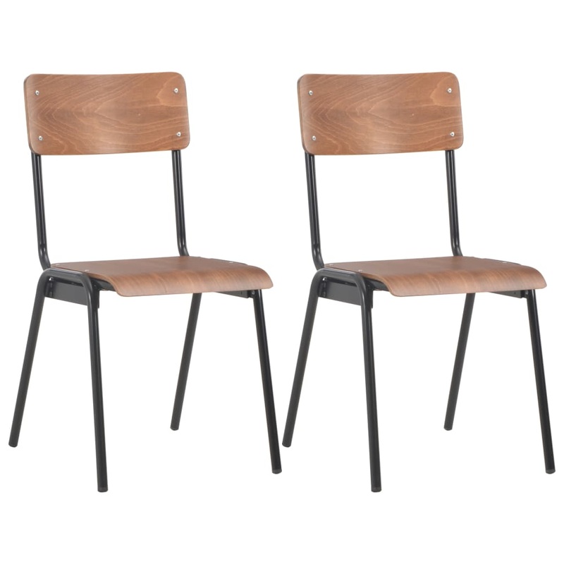 Berkfield Dining Chairs 2 pcs Brown Solid Plywood Steel