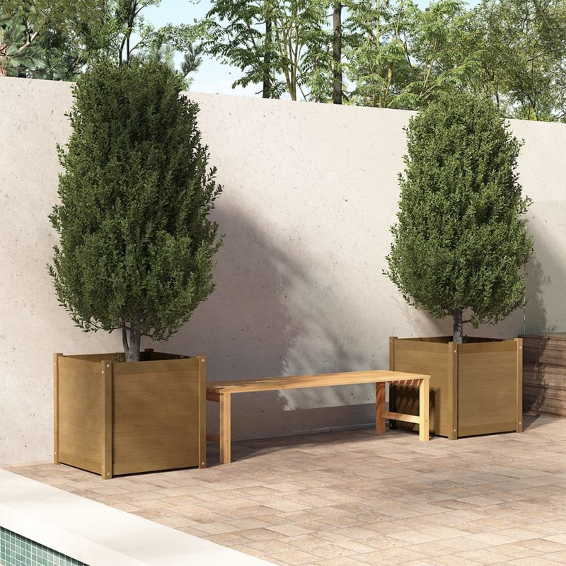 Berkfield Garden Planters 2 pcs Honey Brown 60x60x60 cm Solid Pinewood