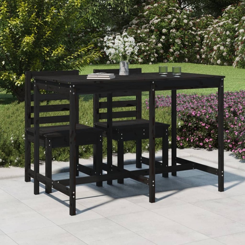 Berkfield Garden Table Black 159.5×82.5×110 cm Solid Wood Pine
