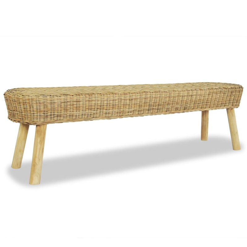 Berkfield Hall Bench 160x35x45 cm Natural Rattan
