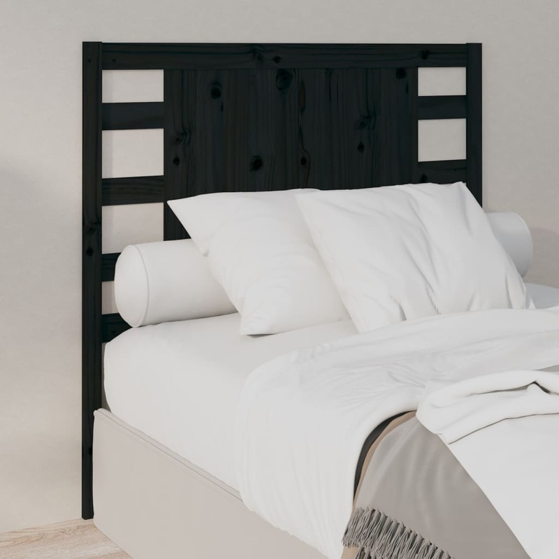 Berkfield Headboard Black 81x4x100 cm Solid Wood Pine