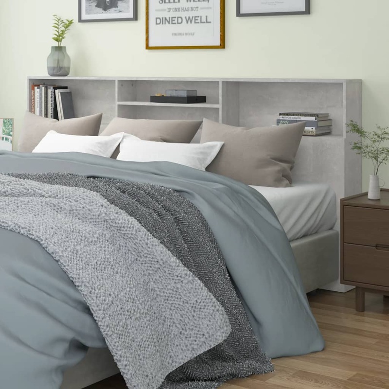 Berkfield Headboard Cabinet Concrete Grey 220x19x103.5 cm