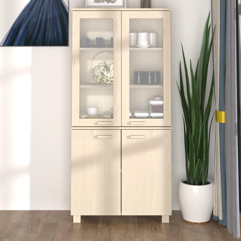 Berkfield Highboard HAMAR Solid Wood Pine Honey Brown