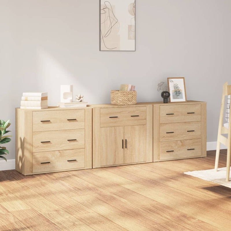 Berkfield Sideboards 3 pcs Sonoma Oak Engineered Wood