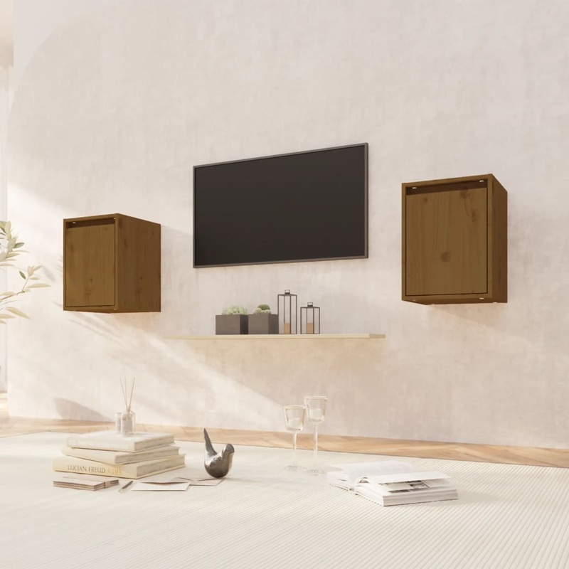 Berkfield Wall Cabinets 2 pcs Honey Brown 30x30x40 cm Solid Wood Pine