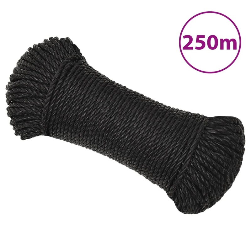 Berkfield Work Rope Black 8 mm 250 m Polypropylene