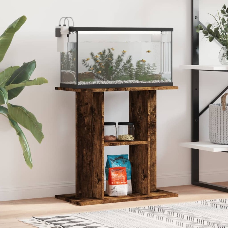 Berkfield Aquarium Stand Smoked Oak 60x30x60 cm Engineered Wood