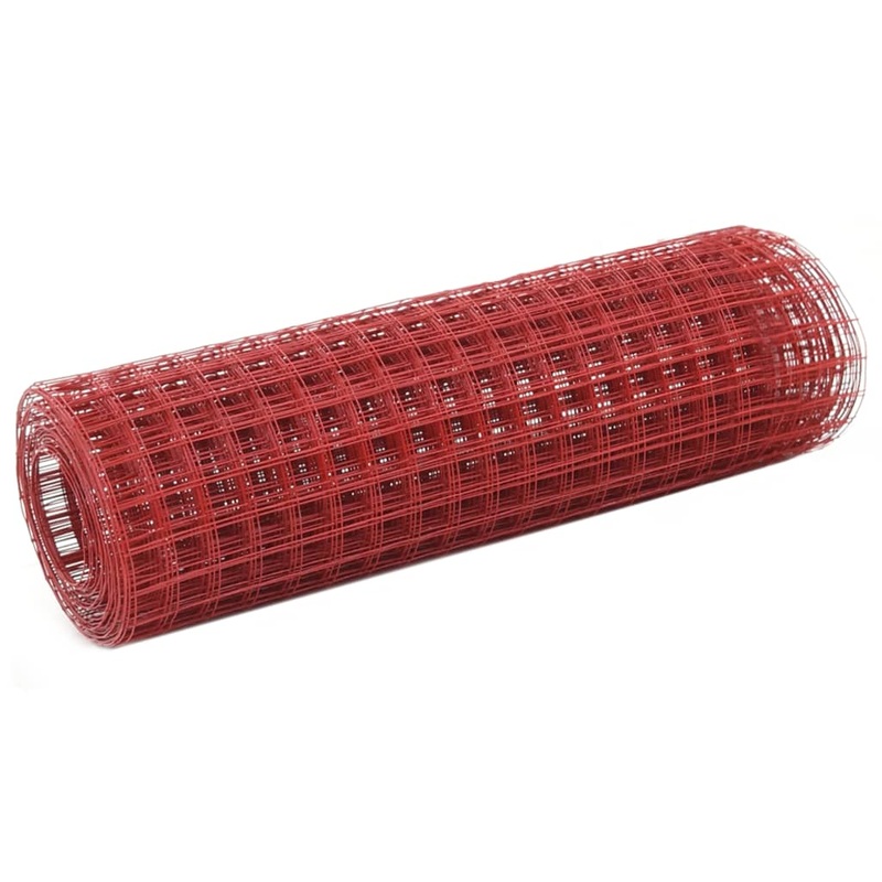 Berkfield Chicken Wire Fence Steel with PVC Coating 10×0.5 m Red