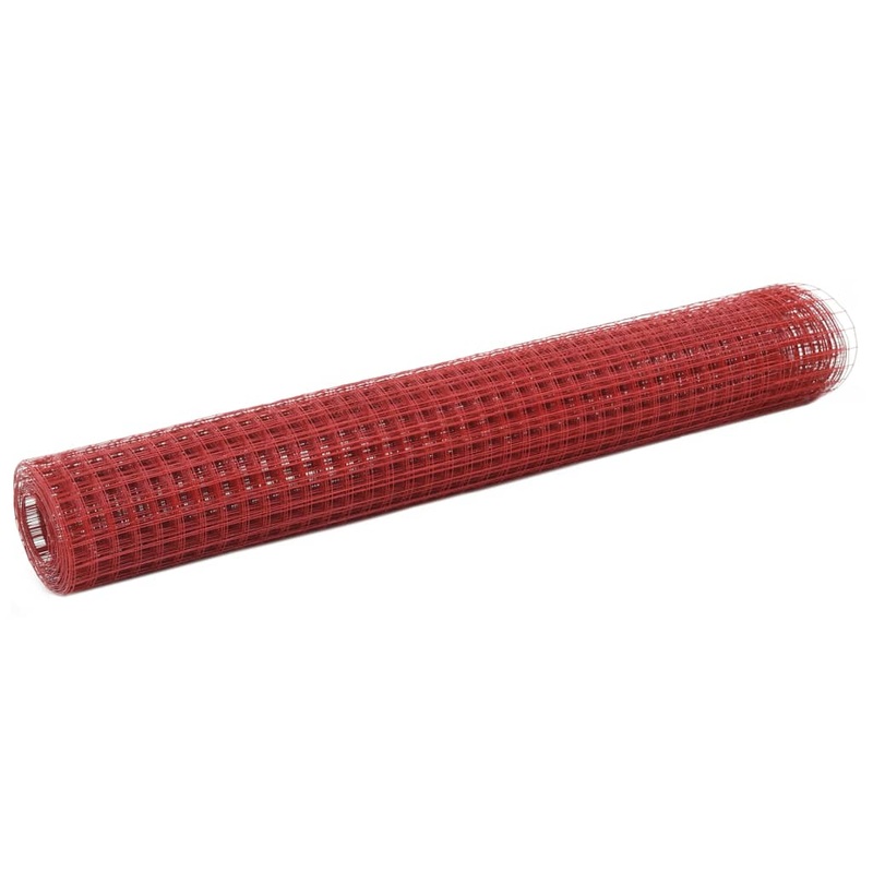 Berkfield Chicken Wire Fence Steel with PVC Coating 10×1 m Red
