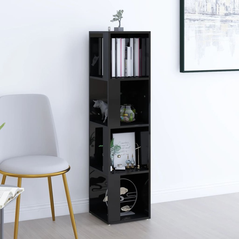 Berkfield Corner Cabinet High Gloss Black 33x33x132 cm Engineered Wood