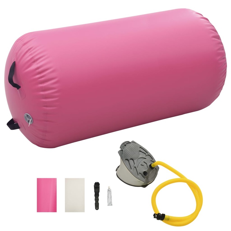 Berkfield Inflatable Gymnastic Roll with Pump 120×90 cm PVC Pink