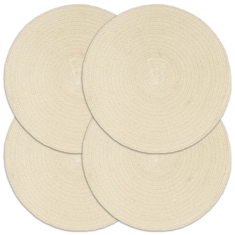 Berkfield Placemats 4 pcs Plain Natural 38 cm Round Cotton