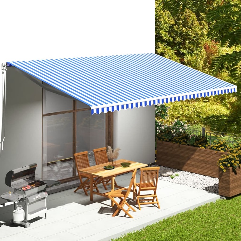 Berkfield Replacement Fabric for Awning Blue and White 6×3.5 m