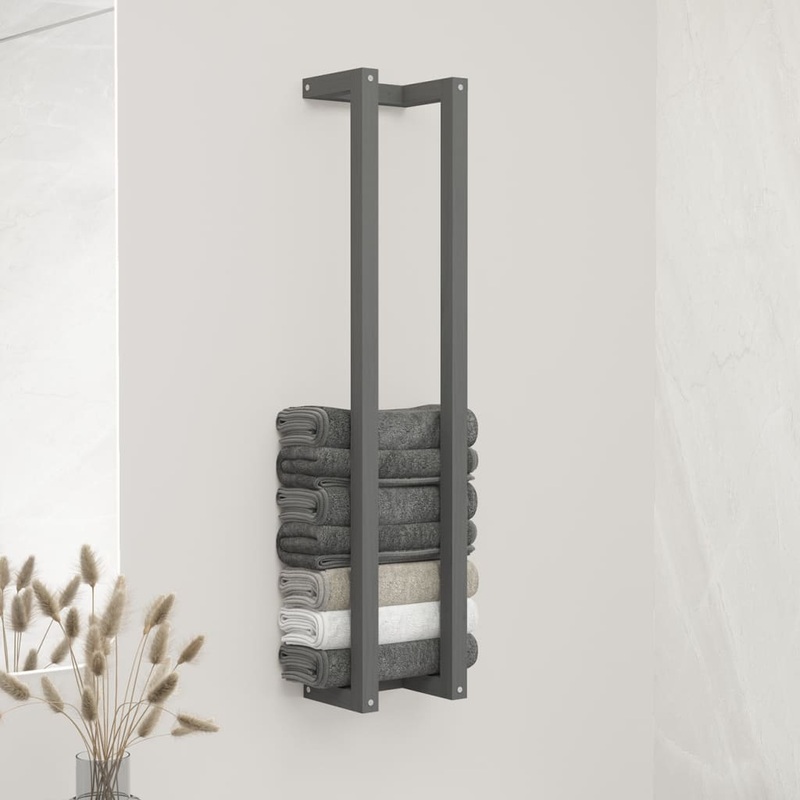 Berkfield Towel Rack Grey 23x18x110 cm Solid Wood Pine