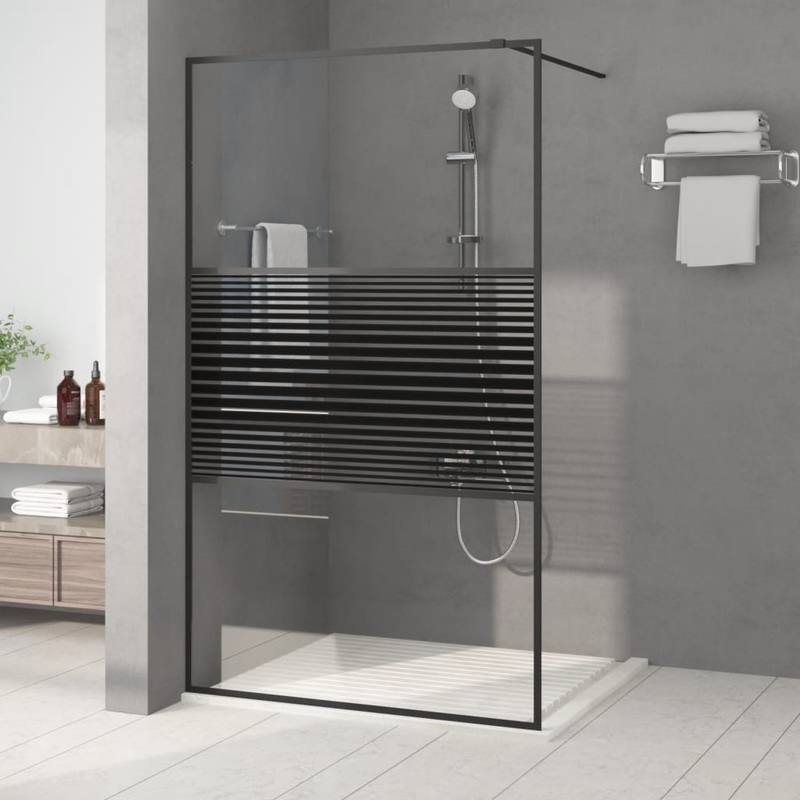 Berkfield Walk-in Shower Wall Black 115×195 cm Clear ESG Glass