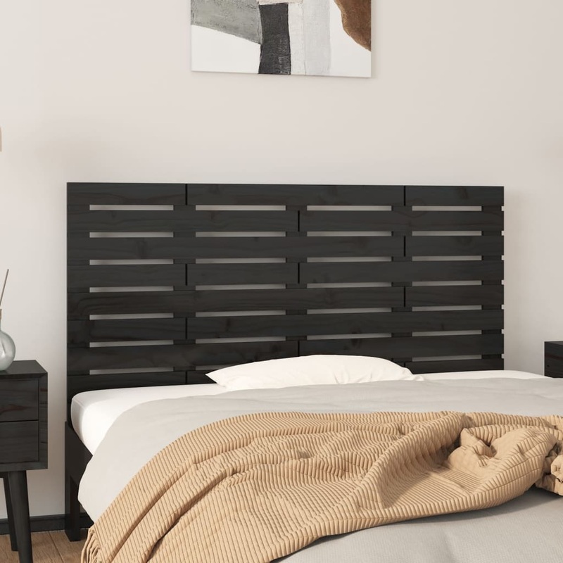Berkfield Wall Headboard Black 156x3x63 cm Solid Wood Pine