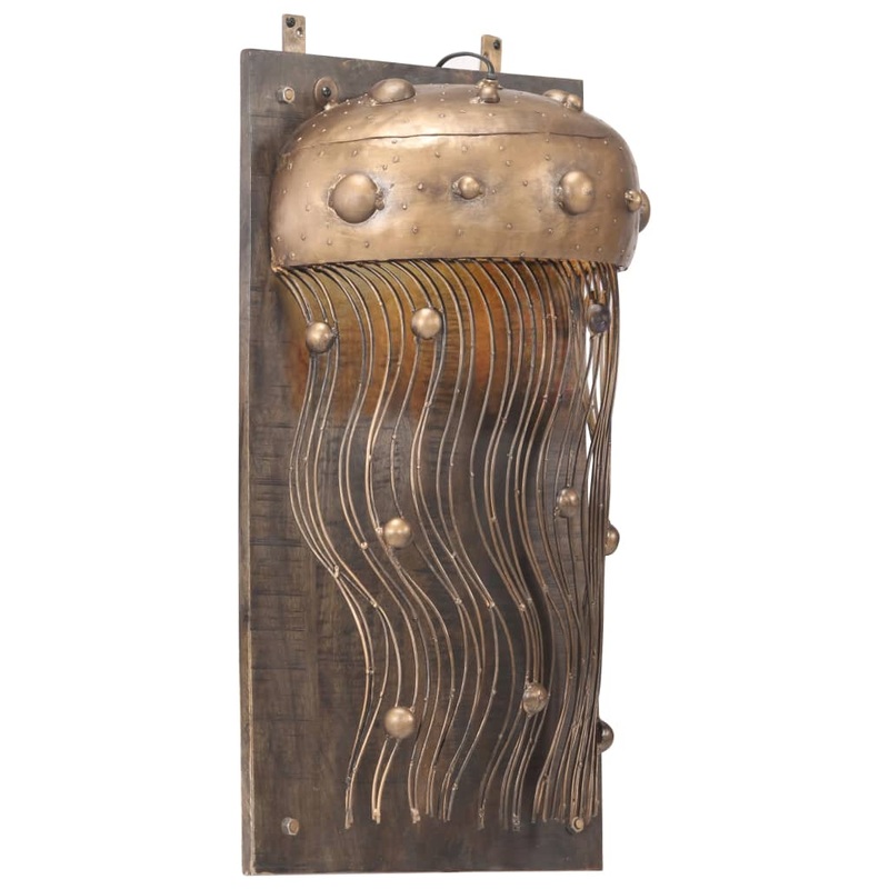Berkfield Wall Lamp in Jellyfish Design Iron and Solid Mango Wood