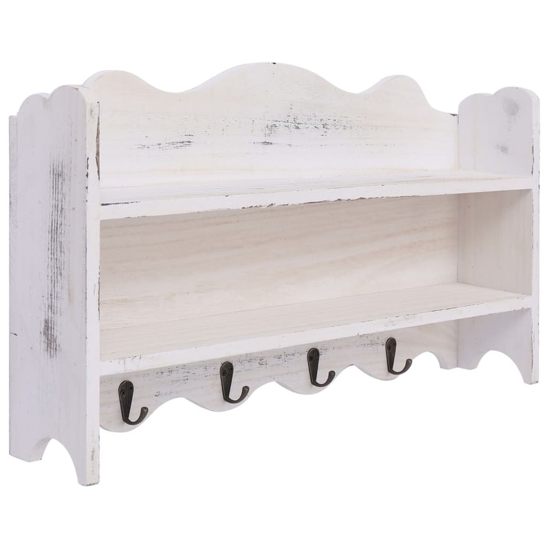 Berkfield Wall Mounted Coat Rack White 50x10x30 cm Wood