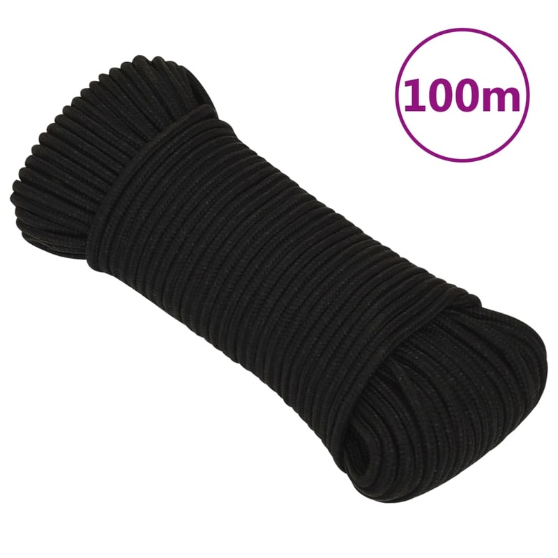 Berkfield Work Rope Black 4 mm 100 m Polyester