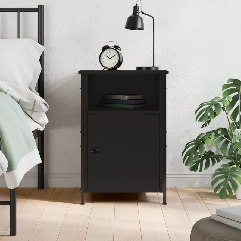 Berkfield Bedside Cabinet Black 40x42x60 cm Engineered Wood