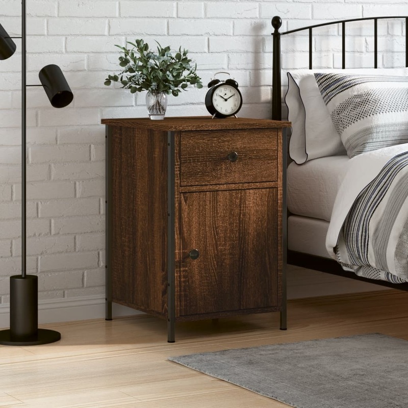 Berkfield Bedside Cabinet Brown Oak 40x42x60 cm Engineered Wood