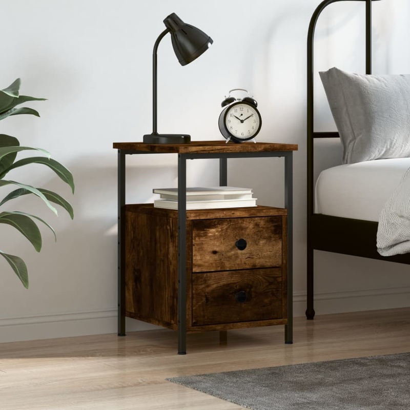 Berkfield Bedside Cabinet Smoked Oak 34×35.5×50 cm Engineered Wood