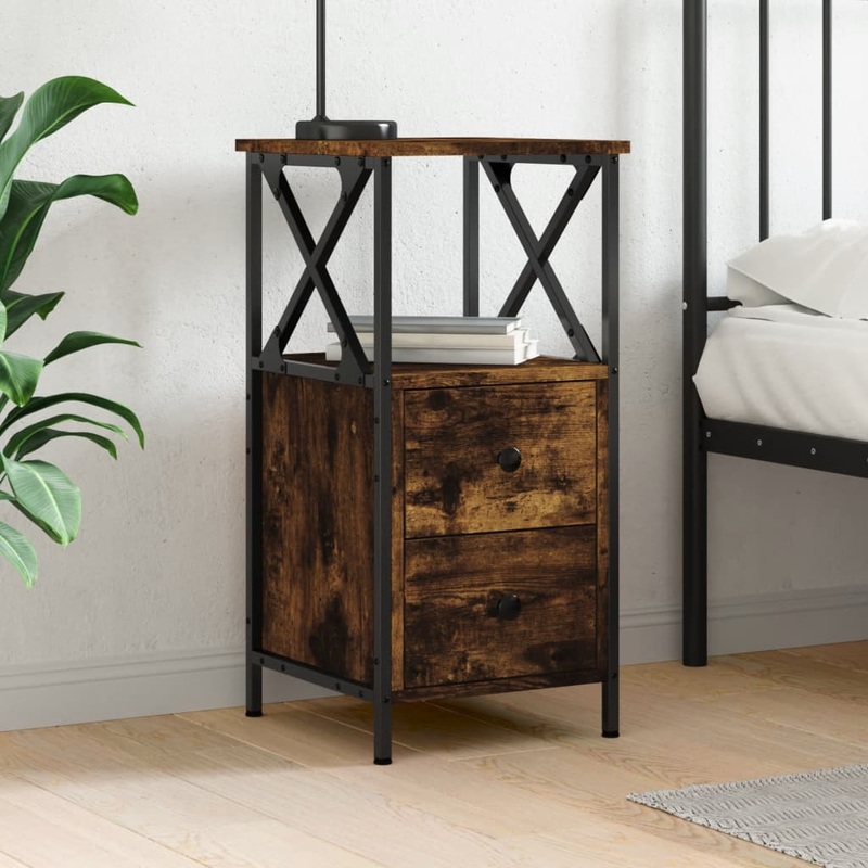Berkfield Bedside Cabinet Smoked Oak 34×35.5×70 cm Engineered Wood
