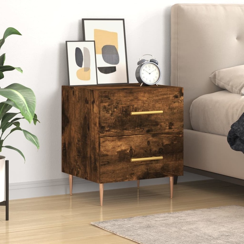Berkfield Bedside Cabinet Smoked Oak 40x35x47.5 cm Engineered Wood