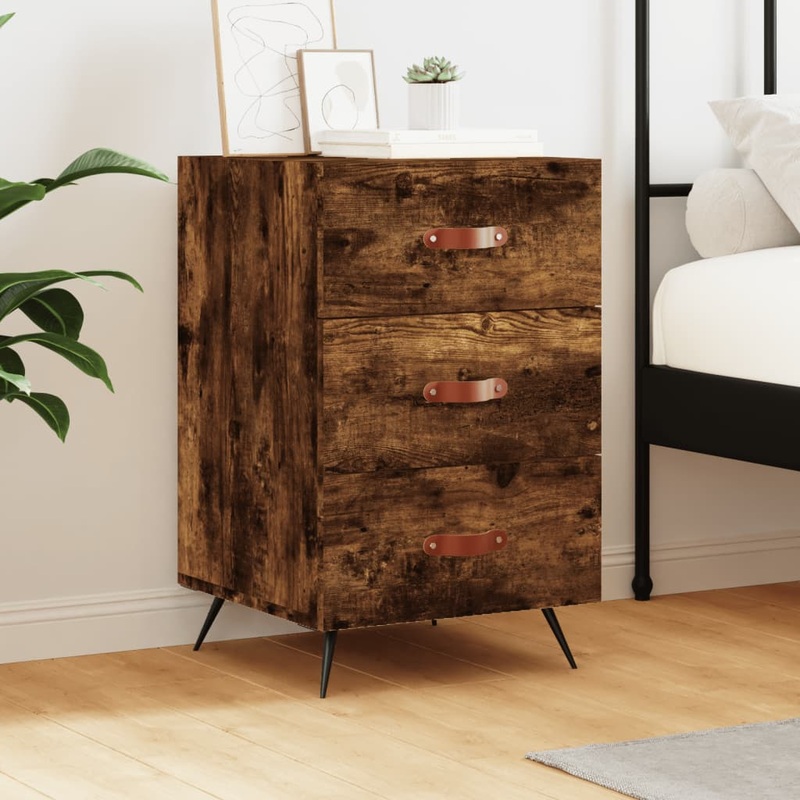 Berkfield Bedside Cabinet Smoked Oak 40x40x66 cm Engineered Wood