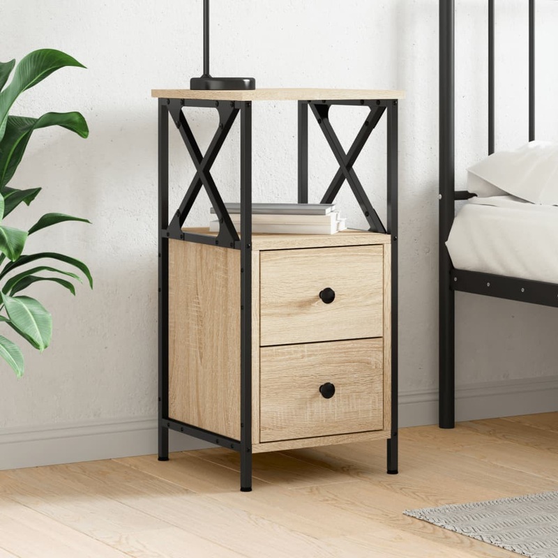 Berkfield Bedside Cabinet Sonoma Oak 34×35.5×70 cm Engineered Wood