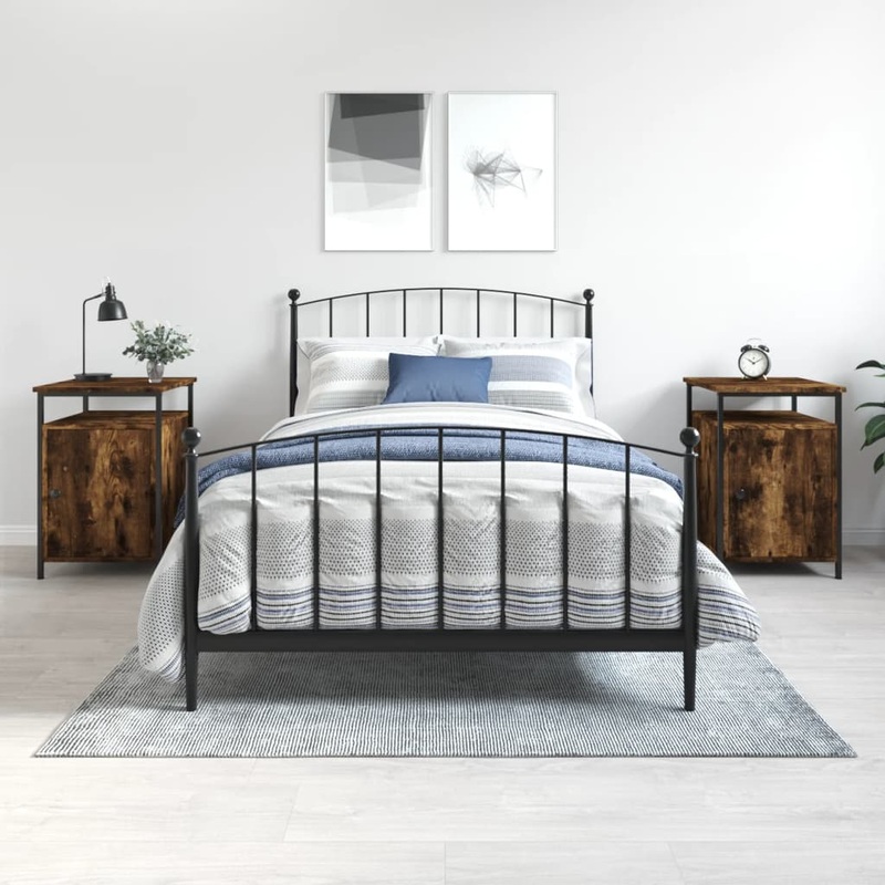 Berkfield Bedside Cabinets 2 pcs Smoked Oak 40x42x60 cm Engineered Wood